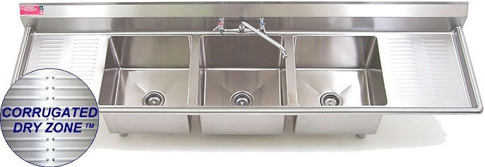 3 tub stainless sink
