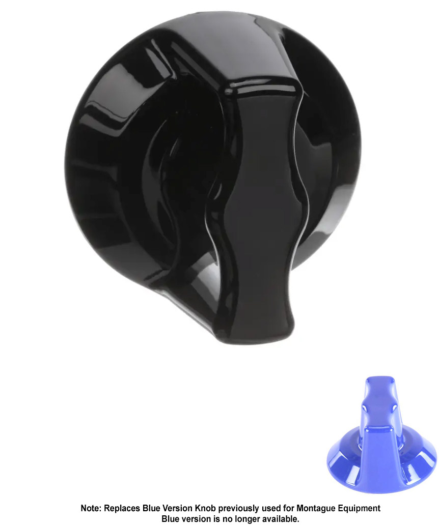 Replacement knob for Montague Grizzly Series Ranges and Ovens. The color is black.