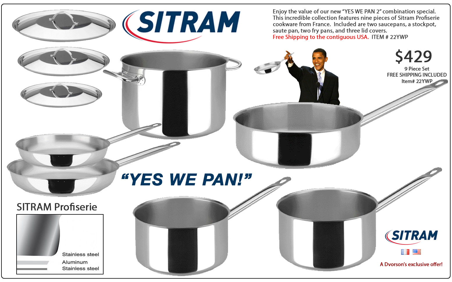 Sitram Cookware Special 9 piece Profiserie Collection