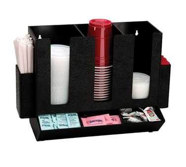 Countertop cup, lid, straw and condiment organizer