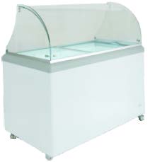 Ice Cream Dipping Cabinet with Curved Glass, 52 inches, 8 tubs facing