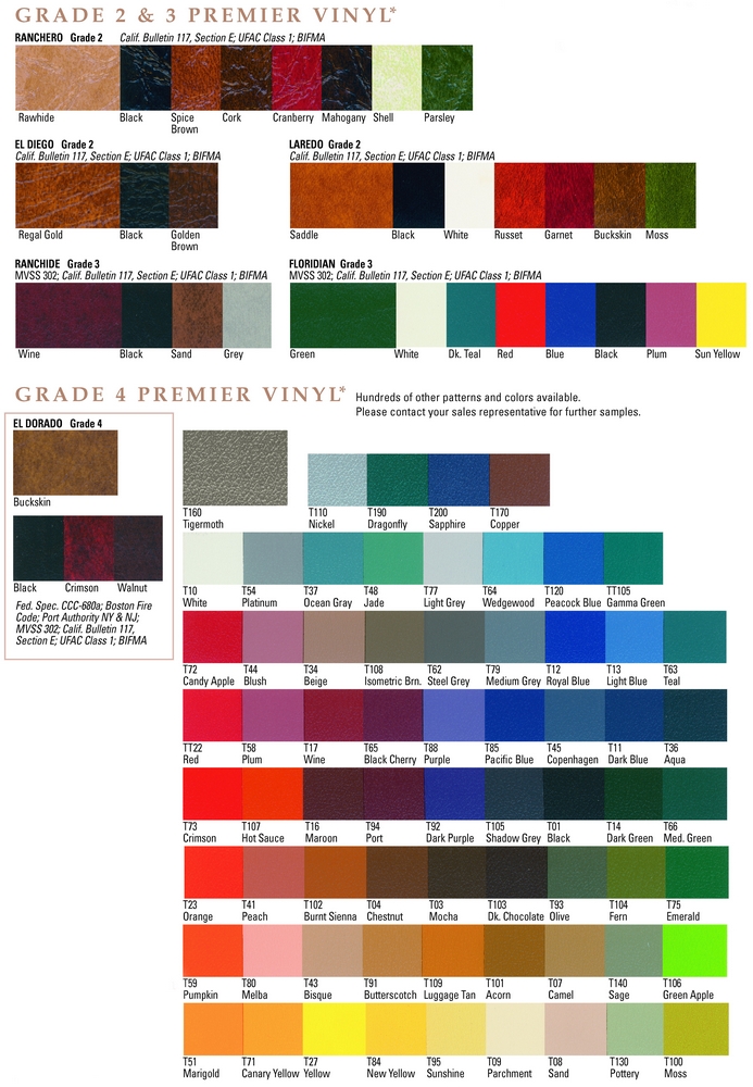 Regal Seating Vinyl Color Swatches